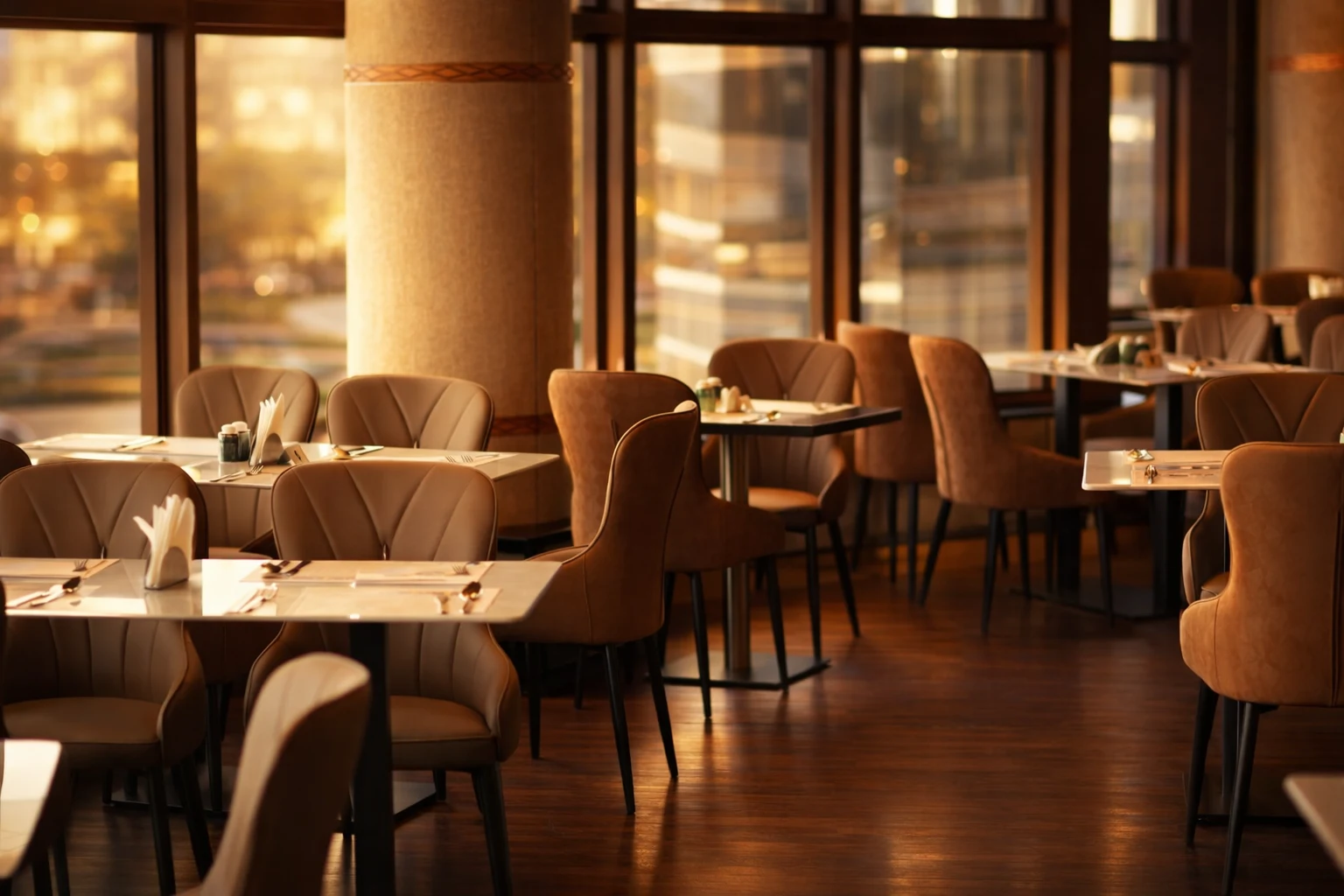 Warm and inviting restaurant tables